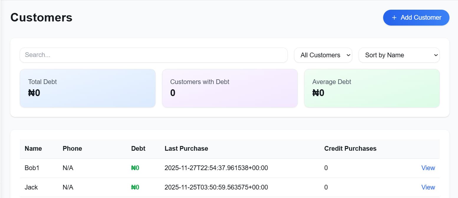 Customer Debt Tracking